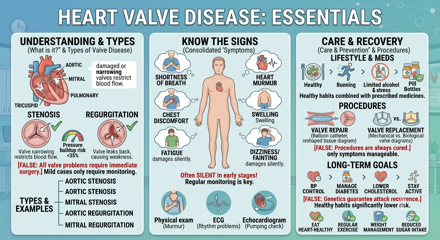 Heart Valve Disease: Symptoms, Causes, Types, Diagnosis, Treatment and Prevention