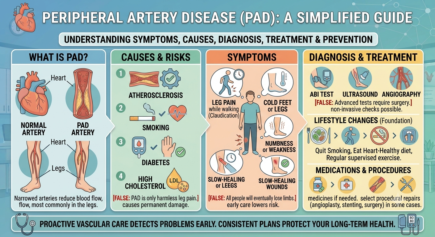 Peripheral Artery Disease (PAD): Symptoms, Causes, Diagnosis, Treatment and Prevention