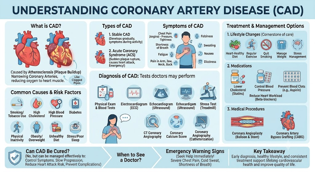 Understanding Coronary Artery Disease (CAD): Causes, Symptoms, Diagnosis & Treatment